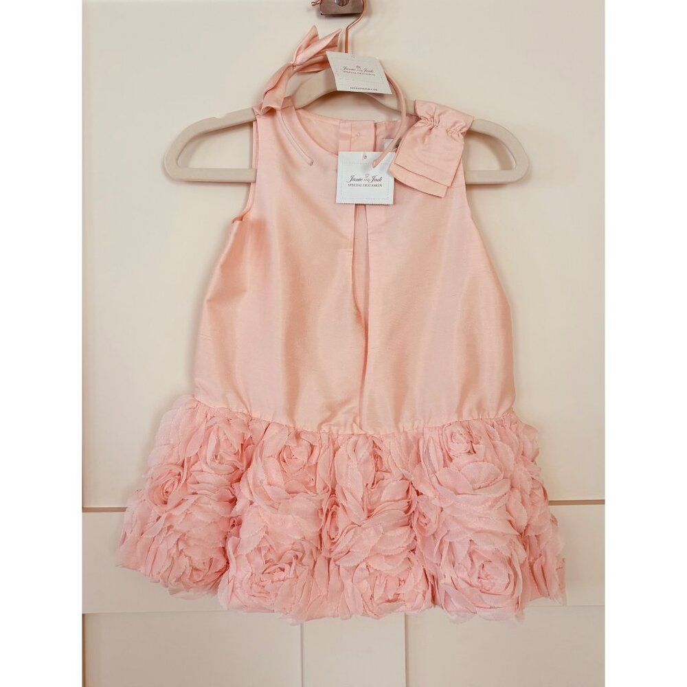 NWT Janie and Jack Special Occasion Coral Pink Rosette Dress 18-24 Months